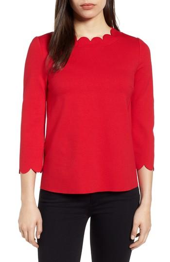 Women's Everleigh Ponte Scallop Top - Red