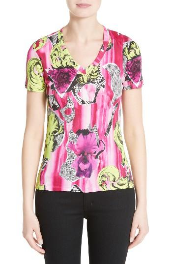 Women's Versace Collection Print Jersey Tee Us / 38 It - Green