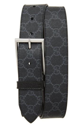 Men's Gucci Gg Supreme Print Canvas Belt 0 Eu - Black