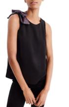 Women's J.crew Drapey Tank With Shoulder Bow - Black