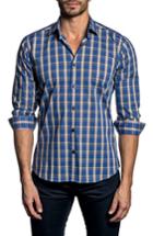 Men's Jared Lang Trim Fit Plaid Sport Shirt - Blue