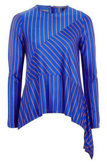 Women's Topshop Boutique Cutabout Stripe Top Us (fits Like 2-4) - Blue
