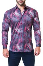 Men's Maceoo Fibonacci Crackle Trim Fit Print Sport Shirt (m) - Red