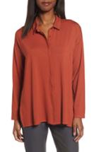Women's Eileen Fisher Button-up Jersey Top, Size - Red