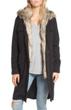 Women's Bb Dakota Walsh Tencel Coat With Detachable Hooded Faux Fur Vest