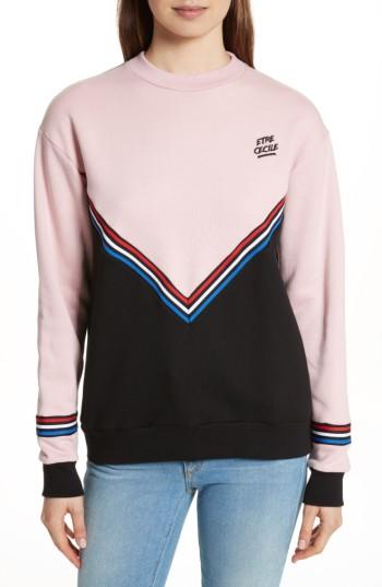 Women's Etre Cecile Chevron Cotton Boyfriend Sweatshirt - Pink