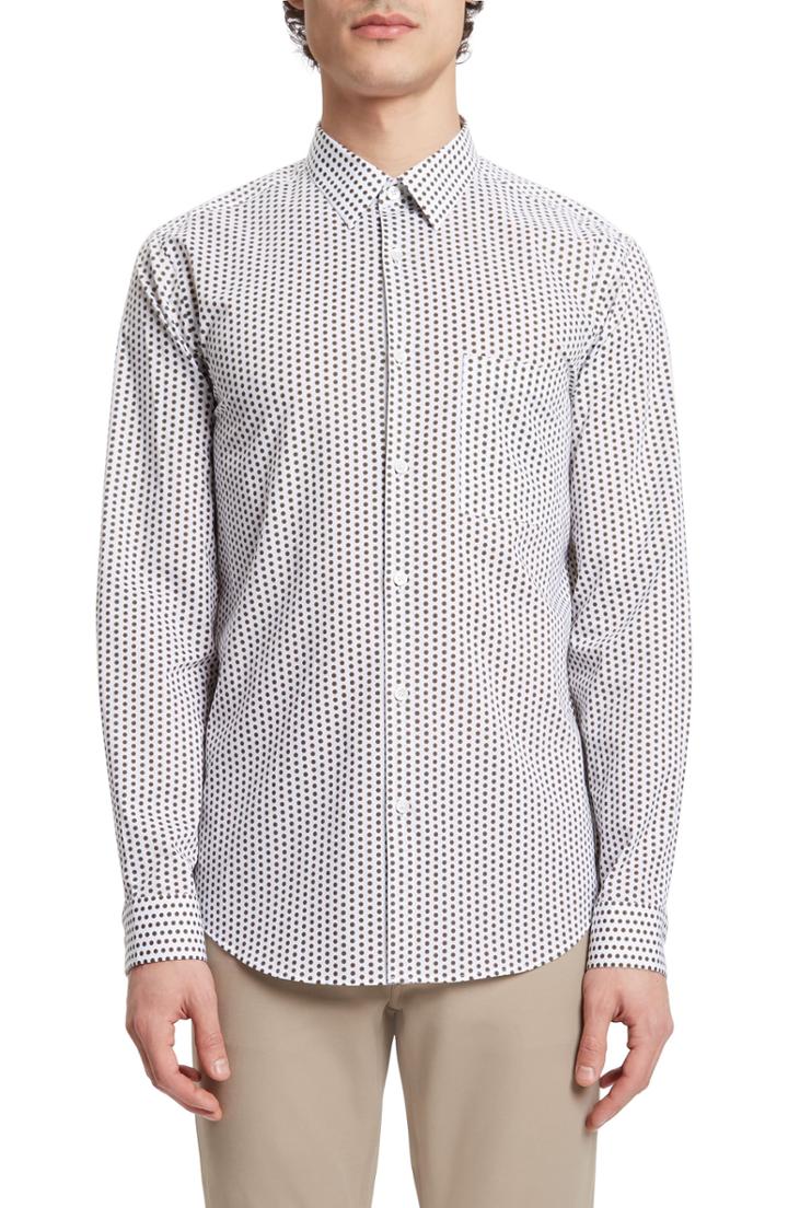 Men's Theory Irving Pa Connel Dotted Sport Shirt - White