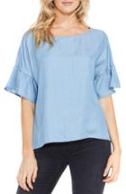 Women's Two By Vince Camuto Ruffle Sleeve Chambray Top
