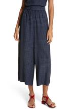 Women's Tibi Gingham Wide Leg Crop Pants - Blue