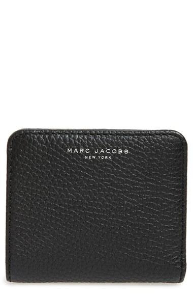 Women's Marc Jacobs 'gotham' Pebbled Leather Wallet - Black