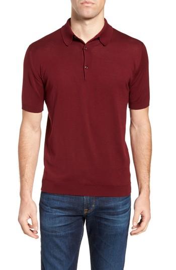 Men's John Smedley Jersey Polo - Burgundy