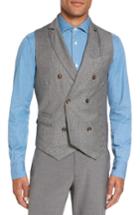 Men's Eleventy Houndstooth Wool Double Breasted Vest - Grey