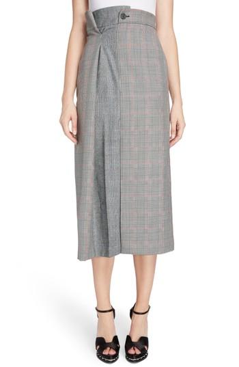 Women's Alexander Mcqueen Prince Of Wales Check Midi Skirt Us / 36 It - Grey
