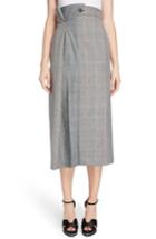 Women's Alexander Mcqueen Prince Of Wales Check Midi Skirt Us / 36 It - Grey