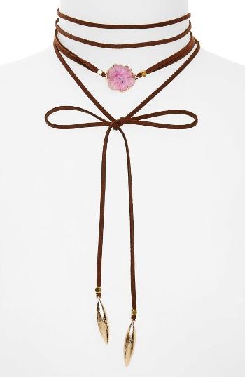 Women's Panacea Drusy & Suede Choker