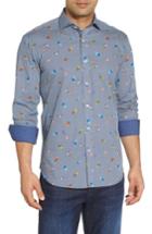 Men's Bugatchi Snail Trail Classic Fit Print Sport Shirt - Blue