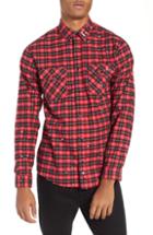 Men's The Kooples Slim Fit Paint Spatter Flannel Shirt - Red