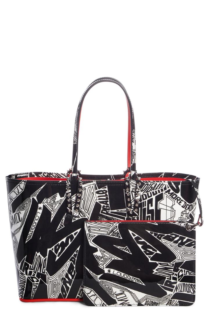 Christian Louboutin Small Cabata Nicograf Patent Leather Tote - Black
