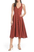 Women's Fame And Partners The Kittie Button Fit & Flare Dress - Brown