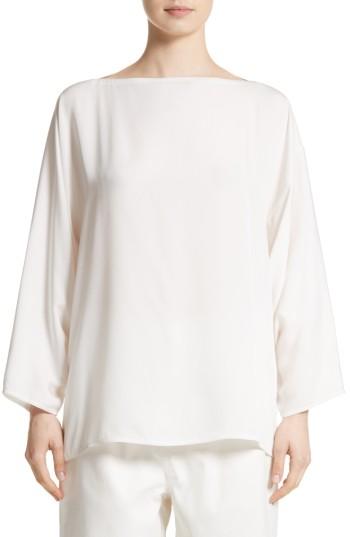 Women's Sofie D'hoore Bateau Neck Silk Blouse Us / 40 Fr - White