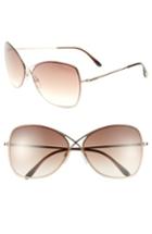 Women's Tom Ford 'colette' 63mm Oversize Sunglasses - Shiny Rose Gold/ Dark Brown