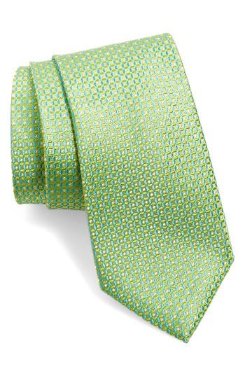 Men's Nordstrom Men's Shop Check Silk Tie, Size - Green
