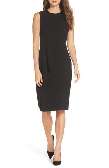 Women's Eliza J Asymmetric Ruffle Sheath Dress - Black