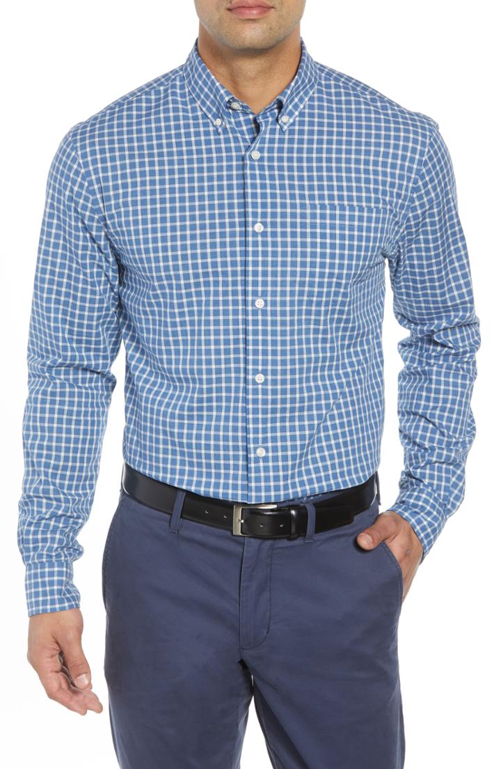 Men's Johnnie-o Dunmore Classic Fit Sport Shirt, Size - Blue