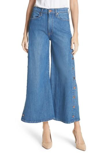 Women's Ao. La Gorgeous Snap Side Crop Flare Jeans - Blue