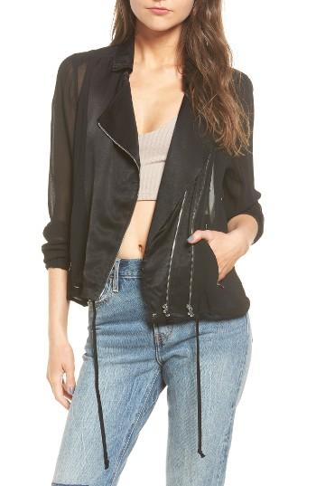 Women's Blanknyc Mixed Media Moto Jacket - Black
