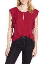 Women's J.crew Drapey V-neck Ruffle Top - Red