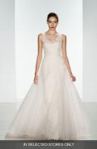 Women's Amsale Rae Corded Lace Gown With Tulle Overskirt, Size - Ivory
