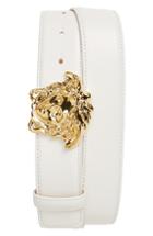 Men's Versace Medusa Head Leather Belt 5 Eu - White/hot Gold