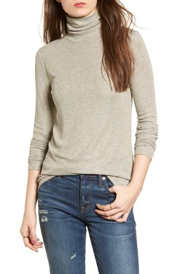 Women's Madewell Night Sparkle Turtleneck, Size - Grey