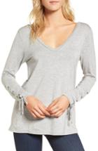 Women's Cupcakes And Cashmere Lenita Lace-up Sleeve Tunic - Grey