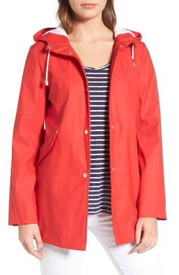 Women's French Connection Side Zip Hem Hooded Slicker