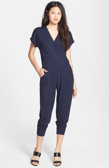 Women's Loveappella Short Sleeve Wrap Top Jumpsuit