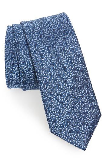 Men's Lanvin Shadow Drop Silk Skinny Tie, Size - Blue