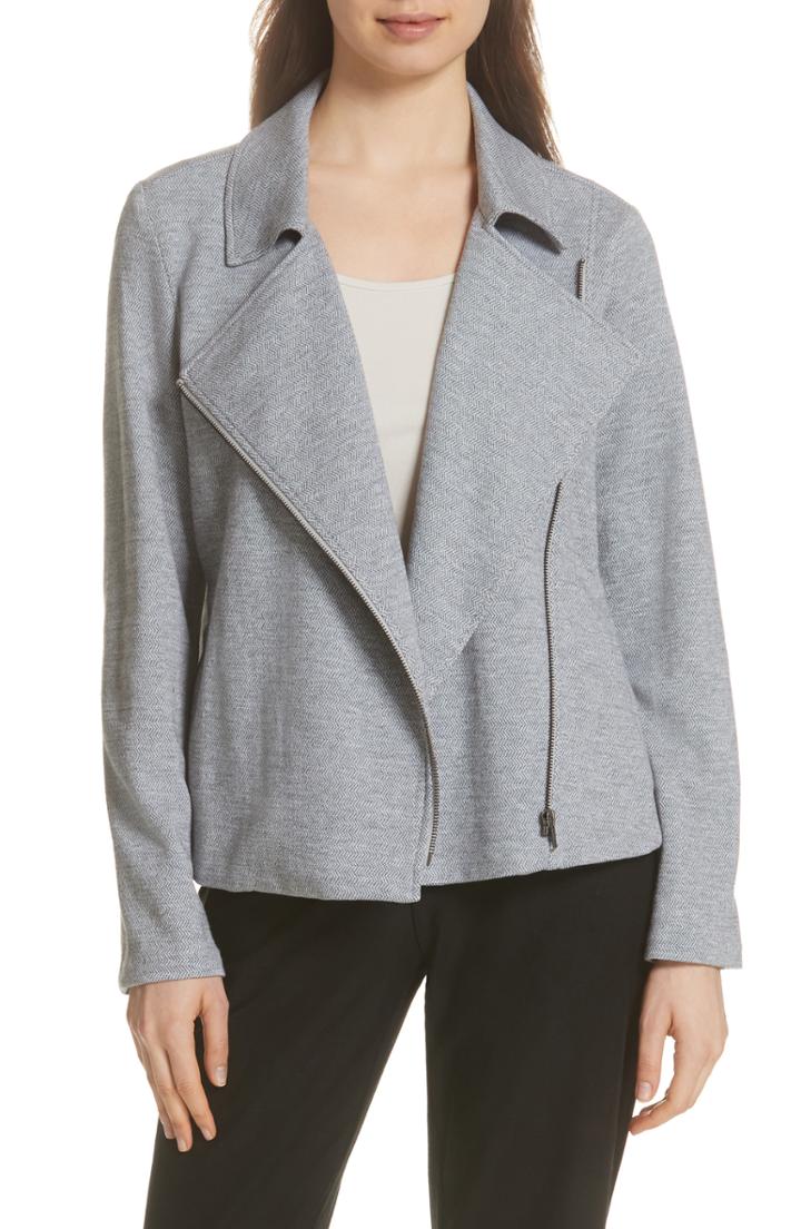Women's Eileen Fisher Organic Cotton Tweed Moto Jacket