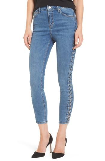 Women's Topshop Jamie Side Lace-up Skinny Jeans