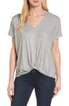 Women's Bobeau Twist Front V-neck Tee - Grey