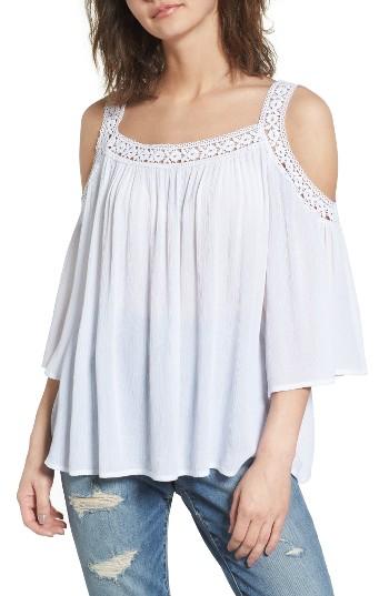 Women's Hinge Lace Trim Off The Shoulder Top, Size - White