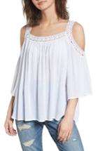 Women's Hinge Lace Trim Off The Shoulder Top, Size - White