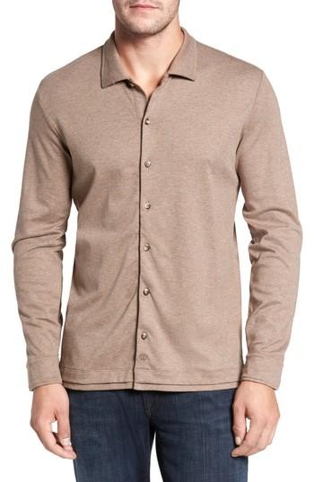 Men's David Donahue Interlock Knit Sport Shirt - Brown