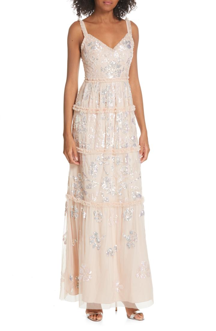 Women's Needle & Thread Floral Gloss Sleeveless Evening Dress - Pink