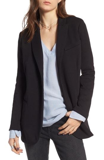 Women's Treasure & Bond Long Knit Blazer, Size - Black