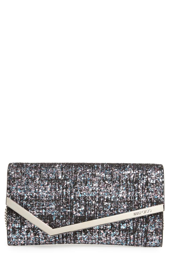Jimmy Choo Emmie Glitter Clutch - Black