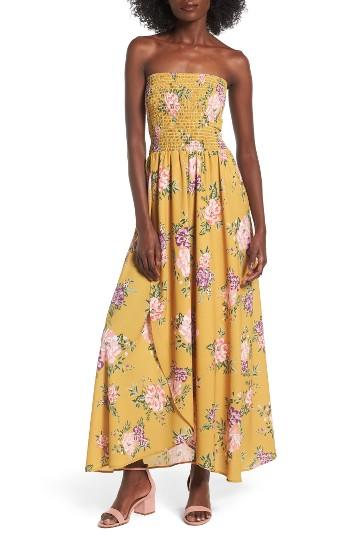 Women's Socialite Smocked Strapless Maxi Dress - Yellow