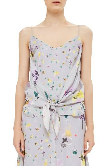 Women's Topshop Boutique Floral Drape Tie Camisole Us (fits Like 10-12) - Ivory