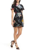 Women's French Connection Wilma Devore Burnout Velvet Minidress - Black